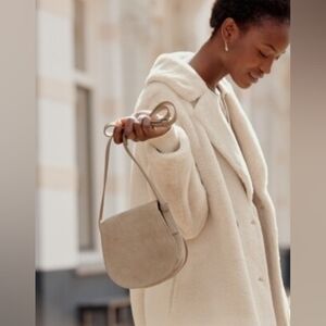The White Company Beige Suede Half-Moon Crossbody